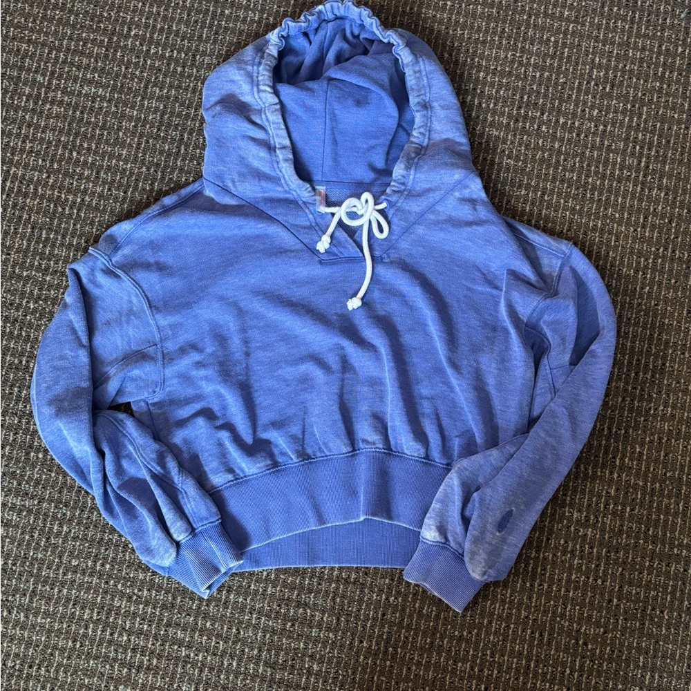 Free People Movement Blue Cropped Hoodie